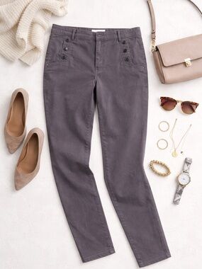 LOFT Ann Taylor skinny jeans featuring nautical-inspired sailor button details